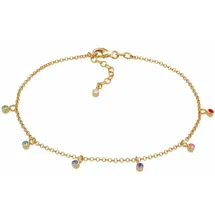 Elli Fußschmuck Damen Fußkettchen Bunt Geo Strand mit Kristalle in 925 Sterling Silber vergoldet