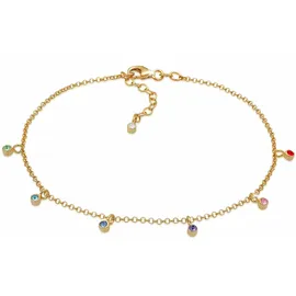 Elli Fußschmuck Damen Fußkettchen Bunt Geo Strand mit Kristalle in 925 Sterling Silber vergoldet