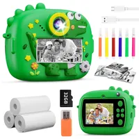 Kinderkamera Sofortbildkamera, 2,4 Zoll Digitalkamera Kinder, Dinosaurier VideoKamera 1080P HD, Sofortdruck von Fotos, mit 32G Karte und 3 Rollen Druckpapier, Geschenk für Kinder 3-14 Jahren