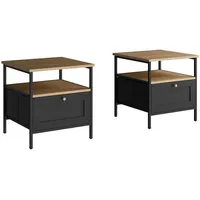 Vichy Vicco Nachttisch, Schwarz, 45 x 47 cm 2er