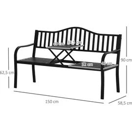 Outsunny Gartenbank 150 x 59 x 90 cm Schwarz