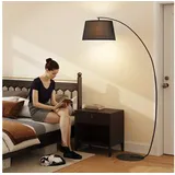 Homcom Stehlampe Wohnzimmer Stehleuchte mit Lampenschirm aus Stoff, Fußschalter, Standleuchte mit E27 Fassung, Bogenlampe mit Metallständer für Schlafzimmer, Schwarz