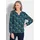 GOLDNER Florale Druckbluse mit V-Ausschnitt petrol 23