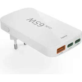 Hama Schnellladegerät 2x USB-C, 1x USB-A, flaches Mini-Ladegerät PD 65 W WS