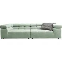 Big-Sofa HOME AFFAIRE "Ancona B/T/H: 290/110/70 cm", grün (mint), B:290cm H:70cm T:110cm, Sofas, Big-Sofa, auffällige Steppung, inkl. 2 Zierkissen und verstellbaren Kopfstützen