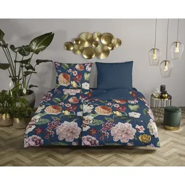 DESCANSO Fiori Blumen Blau 155 x 220 cm + 80 x 80 cm