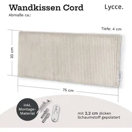 lycce Wandkissen Cord 100 x 40 cm Beige