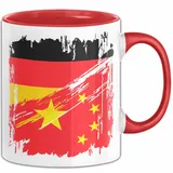 Trendation China Deutschland Flagge Halb Deutscher Halb Chinese Fußball Germany 2024 Europa China (Schwarz)