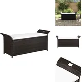 Vidaxl - Truhenbank mit Polster 138 cm Poly Rattan Braun - Truhenbank - Gartenbank - Outdoor Möbel - Sitzgelegenheit - Rattan Gartenmöbel