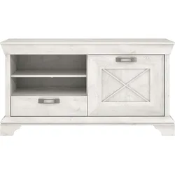 Lowboard FORTE "KashmirTV-Board, TV-Schrank", weiß (pinia weiß), B:122,7cm H:66,6cm T:48,2cm, Dekorfolie, Sideboards, Breite 122 cm
