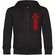multifanshop Kapuzen Sweatshirt Jacke - Bayern - Streifen - Druck rot - Jacke