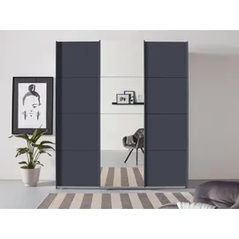 Rauch Schwebetürenschrank RAUCH "Kleiderschrank Schrank Garderobe Wäscheschrank Ankleide OTELI", grau (graumetallic), B:203cm H:229cm T:68cm, Holzwerkstoff, Schränke, Schwebetürenschrank, mit Mittelspiegel, in verschiedenen Dekor- und Hochglanzfarben