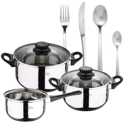 San Ignacio - 16/18/20 cm großes Kochgeschirrset mit 16-teiligem Edelstahlbesteck