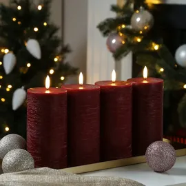 uYuni LED Kerzenset PIA Rustik-Optik H: 15cm mit Batterien und Fernbedienung -...
