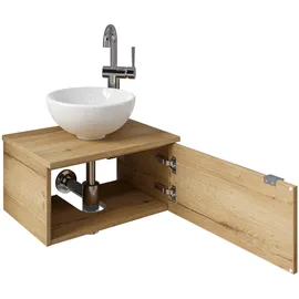 Saphir Waschtisch SAPHIR "Serie 6915 Waschschale mit Unterschrank für Gästebad, Gäste WC", braun (halifax eiche, halifax eiche, halifax eiche quer nb), B:51cm H:39,8cm T:35cm, Waschtische, Waschtisch, 51 cm breit, 1 Tür, Waschtischplatte, kleine Bäder, ohne