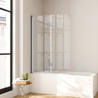 Duschwand für Badewanne 110 x 140 cm 2-teilig Faltbar Duschtrennwand Silber Faltwand Duschabtrennung 6mm Nano Glas Badewannenfaltwand