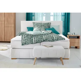 Home Affaire Boxspringbett HOME AFFAIRE "Wehma", beige (natur), B:150cm L:213cm, Struktur fein (100% Polyester), Komplettbetten, Boxspringbett, inkl. Topper in 3 verschiedenen Matratzen, auch in Samtstoff
