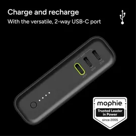 Mophie PS 20K with PD Black 20W USB C&A (20000 mAh, 74 Wh), Powerbank, Schwarz