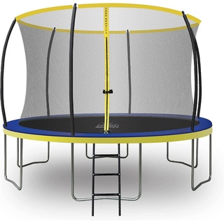 Zero Gravity Gartentrampolin Ø183/244/305/366/427 cm, Leiter & Sicherheitsnetz, TÜV cert, Trampolin, Ø 183 cm, Quick-Fold Sicherheitsnetz, keine Schweißnähte, Outdoor grau 183 cm