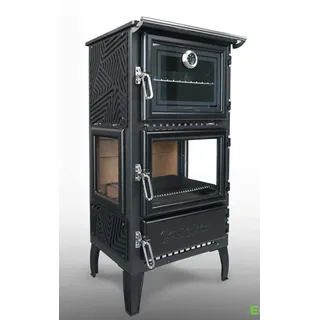 caliskan EEK A - Dreischeiben-Holzherd Modell 306-3D Backfach+Herdplatte - 12,87 kW