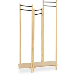 Relaxdays Kleiderständer, 6 Kleiderstangen, Kleiderablage, HBT: 180 x 100 x 32 cm, 15 kg Traglast, klappbar, Holz, natur