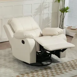 Homcom Relaxsessel Fernsehsessel mit Liegefunktion 100 x 98 x 93 cm Cremeweiß