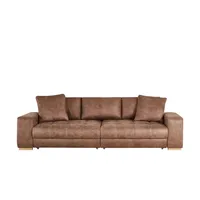 bobb Big Sofa Lederoptik - elektr. Sitztiefenverstellung Caro ¦ braun ¦ Maße (cm): B: 302 H: 68 T: 136.0
