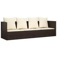 furnicato Loungebett Outdoor-mit Kissen Braun Poly Rattan, 1 Teile braun