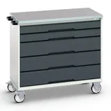 bott verso mobiler Schubladenschrank, mit 5 Schubladen und Linoleum-Top, BxTxH: 1050 x 600 x 980 mm