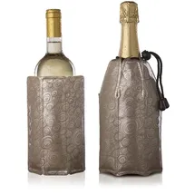 Vacu Vin Champagnerkühler Set - Wiederverwendbar - Platin - Flaschenkühler Manschette für Champagner- & Sektflaschen