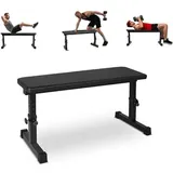 Hantelbank Flachbank für Krafttraining, Höhenverstellbare Trainingsbank 37,6–52,6 cm, Stabiler Stahlrahmen Fitnessbank bis 200kg Belastbar, Rutschfeste Hantelbank für Home Gym und Ganzkörpertraining