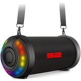 S2-digital S-Tube LED Outdoor Bluetooth Lautsprecher mit FM Radio und RGB LED Lichteffekt