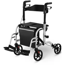 Uniprodo Rollator-Rollstuhl 2-in-1 - silber - 120 kg