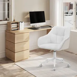 Woltu Homeoffice Stuhl, Schminkstuhl Drehstuhl höhenverstellbar, Bouclé-Sitz : Creme+Beige