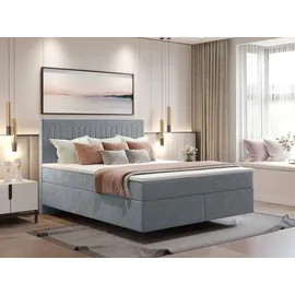 kaiser möbel Boxspringbett mit zwei matratze und topper SEVI V stoff Monolith Silber 160 cm x 200 cm - Silber