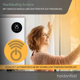 Heidenfeld Infrarotheizung Konvektor Heizung Hybrid HF-HP150 - Steuerung via App | Fernbedienung | Touch-Bedienfeld | Thermostat | 1000 Watt bis 25... | Weiß