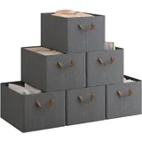 Woltu Aufbewahrungsboxen 6 Stück, Organizer Box, Stapelboxen Organisationsboxen, 42x32x26 cm, Größe: 35L(42x32x26 cm)