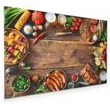 Primedeco Küchenrückwand Küchenrückwand Spritzschutz Glas mit Motiv Grillplausch 75 cm x 50 cm