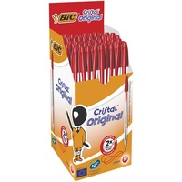 BIC Kugelschreiber Set Cristal Original, in Rot, Strichstärke 0,4 mm, 50er Pack, Ideal für das Büro, das Home Office oder die Schule