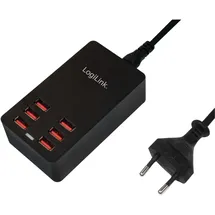 Logilink PA0139 USB Ladegerät 32 W 6x USB-A Schwarz Innenbereich Auto-Detect
