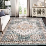 LuxFocus Waschbarer Teppich Wohnzimmer Teppich Schlafzimmer Kinderzimmer Boho Teppich Kurzflor Großer Teppich Traditionales Design rutschfeste Bodenmatte Grün 160x230 cm