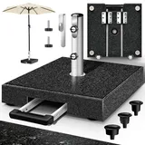 Tillvex® Granit Sonnenschirmständer Mit Rollen & Transportgriff Anthrazit - 27 Kg Eckig Mit Trolley-griff  Schirmständer Sonnenschirm Mit Edelstahlrohr  Balkonschirmständer Für Schirmstöcke 16-48 Mm &