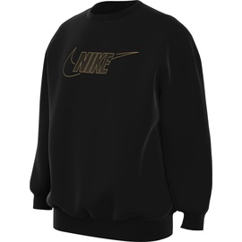 Nike Mädchen Oberteil G NSW Club FLC Bf Crew Ls Shne, Black/Metallic Gold, S