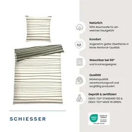 SCHIESSER Wesley Gestreift Grün 135 x 200 cm + 80 x 80 cm
