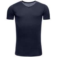 Kaipara - Merino Sportswear Funktionsshirt Merino Shirt Herren Kurzarm Slimfit V-Neck 150 (1-tlg) aus reiner Merinowolle Made in Germany blau S