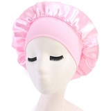 Weiche Schlafkappe, Salon-Nachthaube, Satin-Haube, weich, wasserdicht, Duschhaube für Schlaf, Haarausfall, Haarschutz, Kopfabdeckung (Pink)