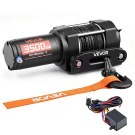 Vevor Seilwinde Aluminium 1587 kg 12 V DC Schwarz