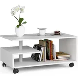 Akord Roll-Couchtisch Weiß Holzwerkstoff 90 x 40 x 51 cm