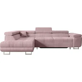 altdecor Ecksofa Cord mit Schlaffunktion 2-Sitzer Rosa