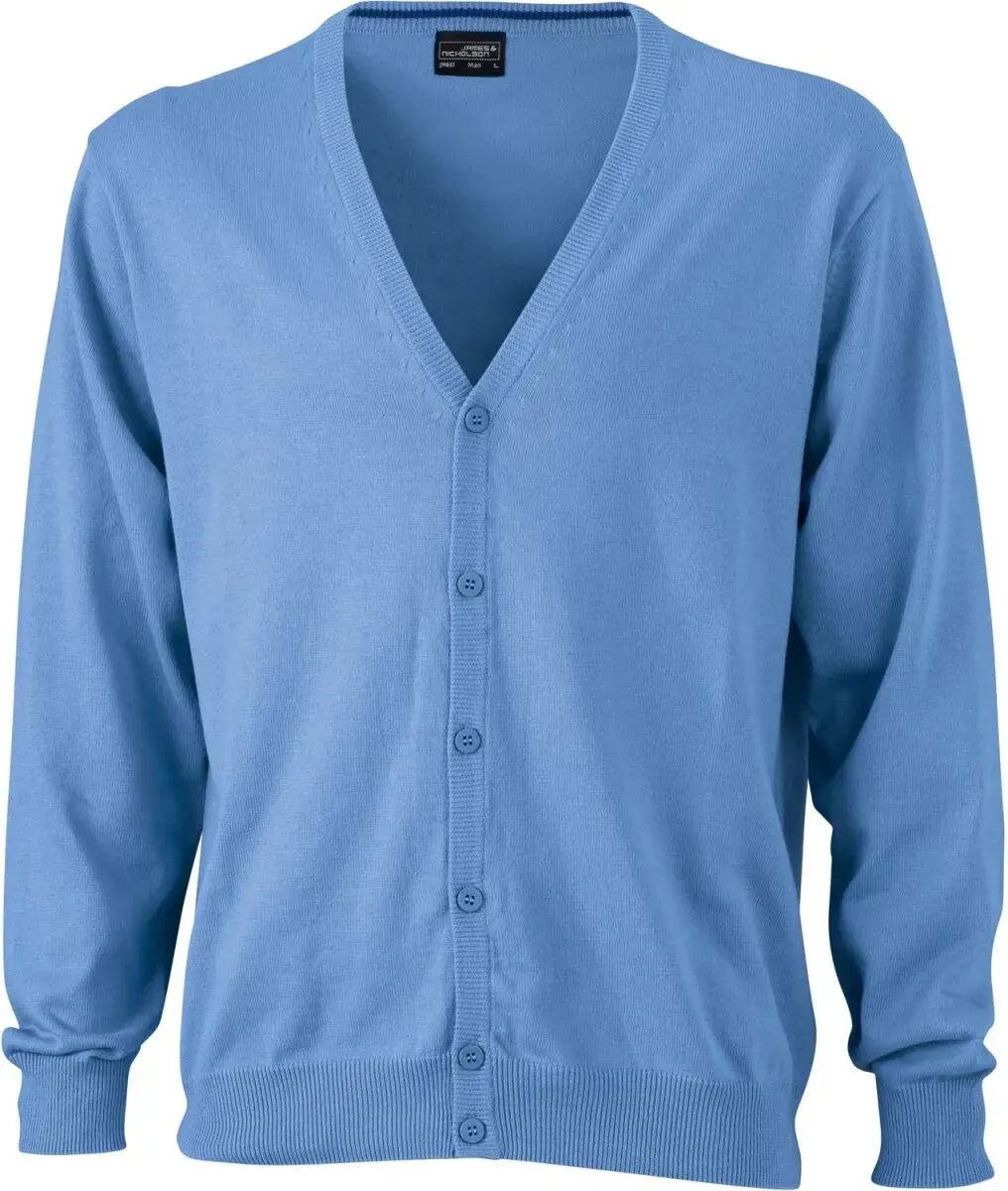James & Nicholson Herren V-Ausschnitt Cardigan JN661 glacier blue S